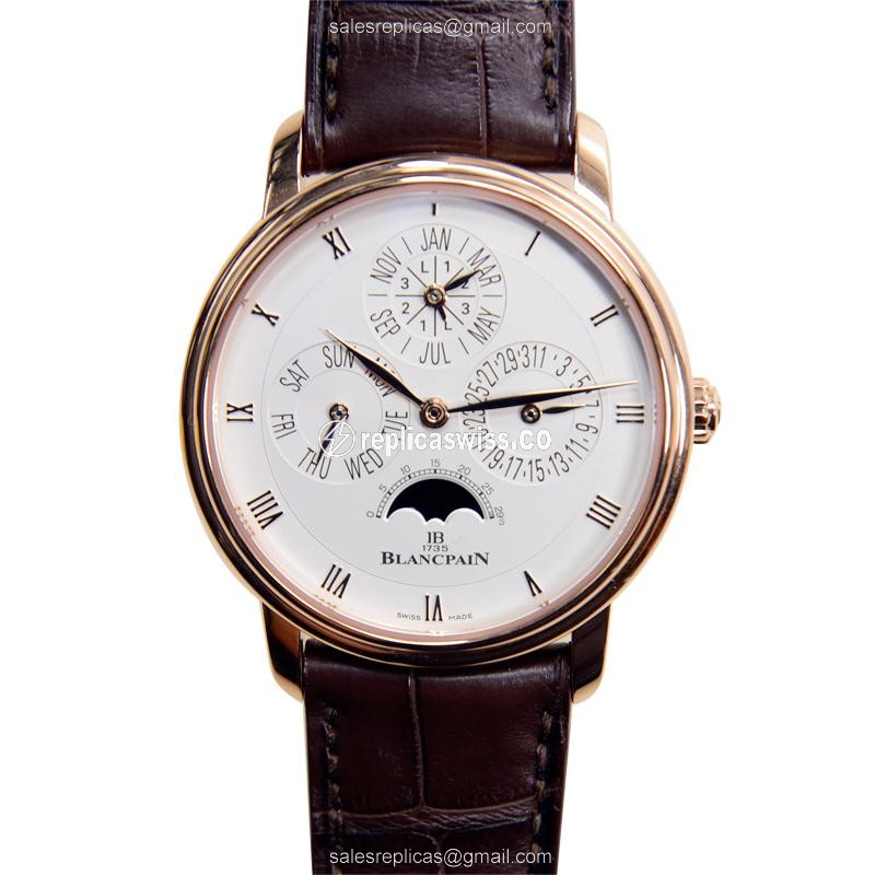 Blancpain Villeret 6057-3642-55A - Auto 18kt Rose Gold - White Dial - Alligator Black Buckle