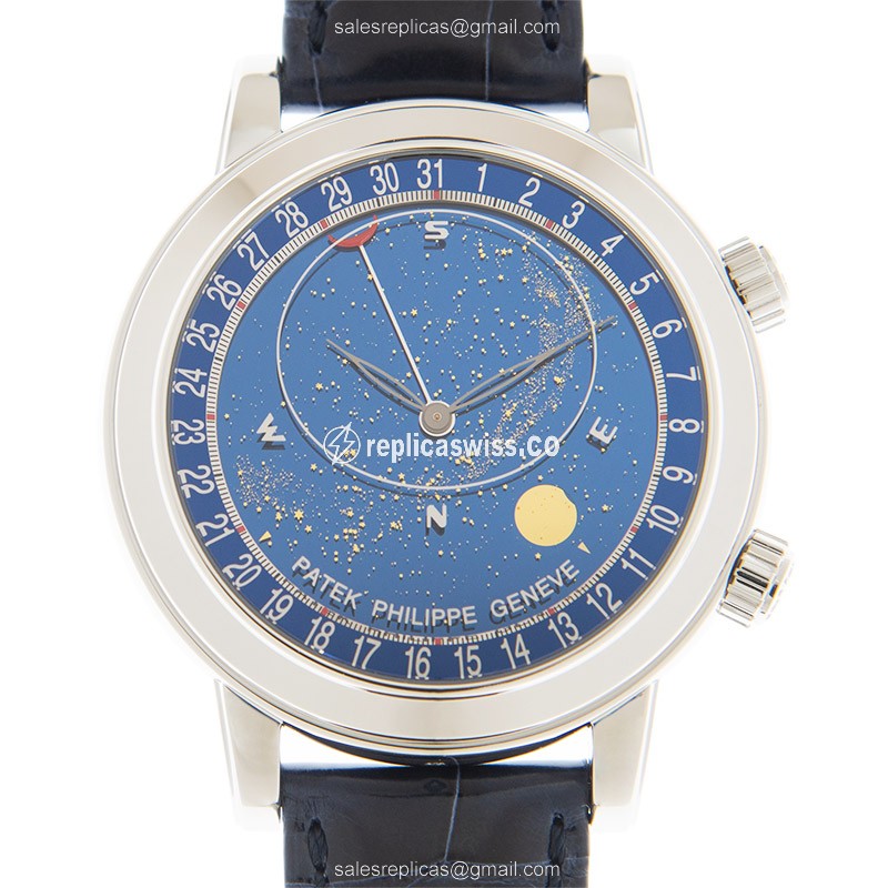 Patek Philippe 6102P-001 Grand Complications - Automatic - 950 Platinum - Blue Dial - Alligator Blue Strap