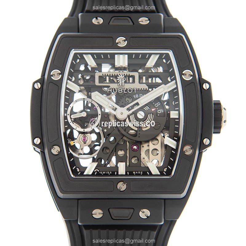 Hublot Spirit of Big Bang Replica - Manual - Ceramic - Transparent - Black Rubber Clasp - Luxury Replica SPIRIT OF BIG BANG Watch