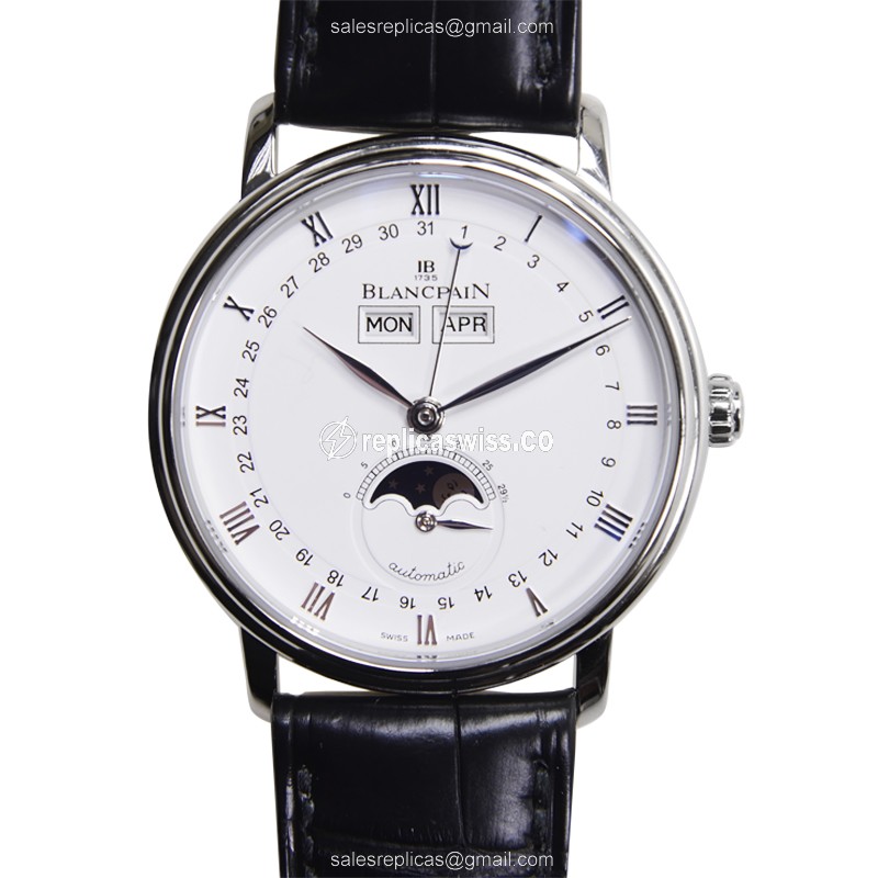 Blancpain Villeret Automatic - White Dial - Steel Case - Black Alligator Strap