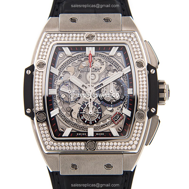 Hublot Spirit of Big Bang Replica - Automatic - Silver Dial - Black Leather Strap