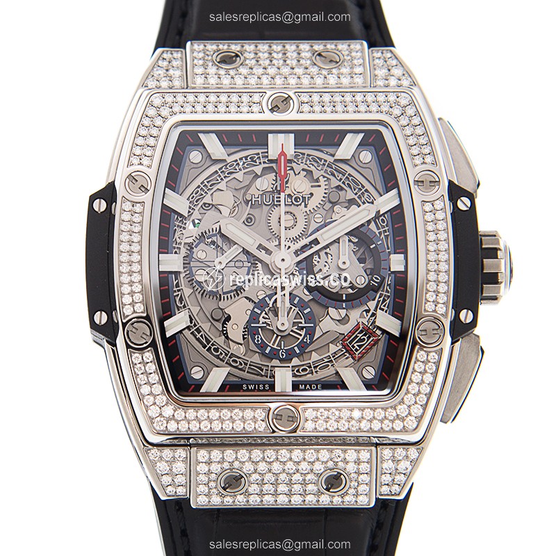 Hublot BIG BANG Replica - Automatic - Titanium Case - Silver Dial - Black Cowhide Strap