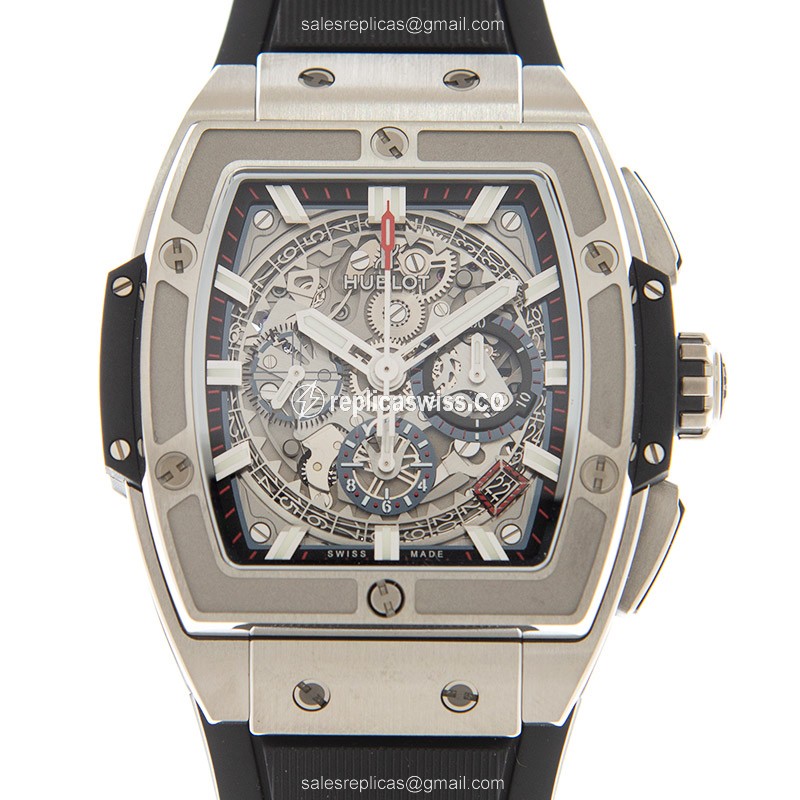Hublot BIG BANG Replica - Automatic - Titanium Case - Silver Dial - Black Rubber Strap