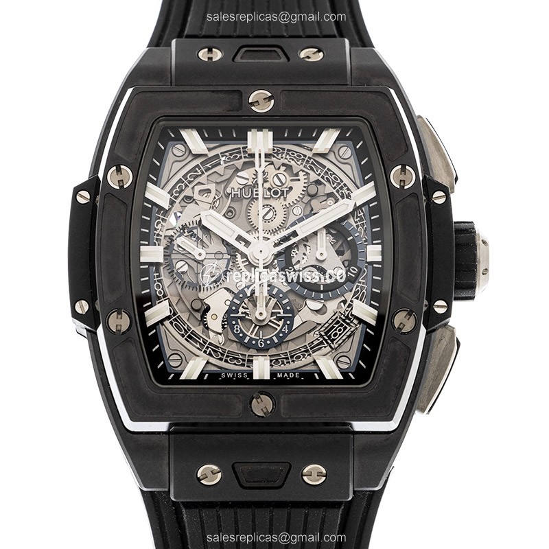 Hublot Spirit of Big Bang Replica - Automatic - Ceramic Case - Silver Dial - Black Rubber Strap