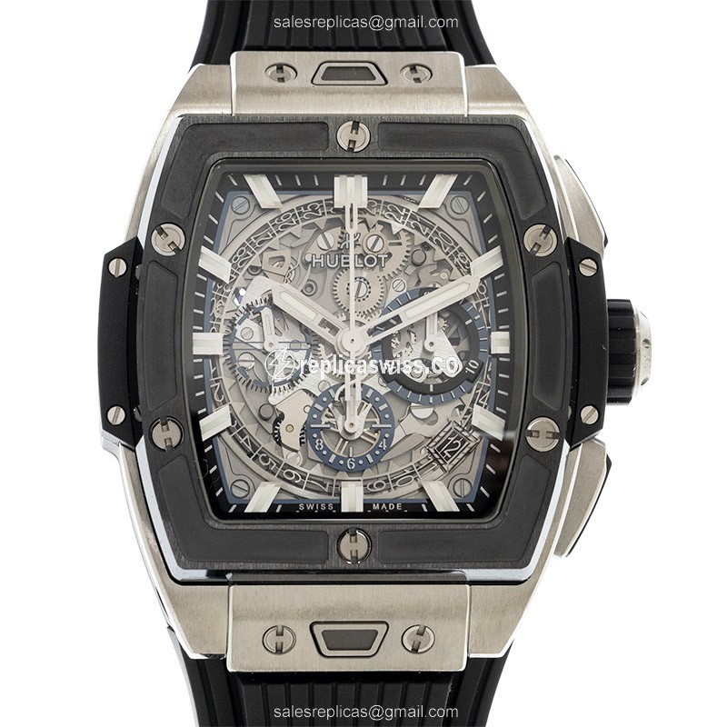 Hublot Spirit of Big Bang Replica - Automatic - Titanium Case - Silver Dial - Black Rubber Strap