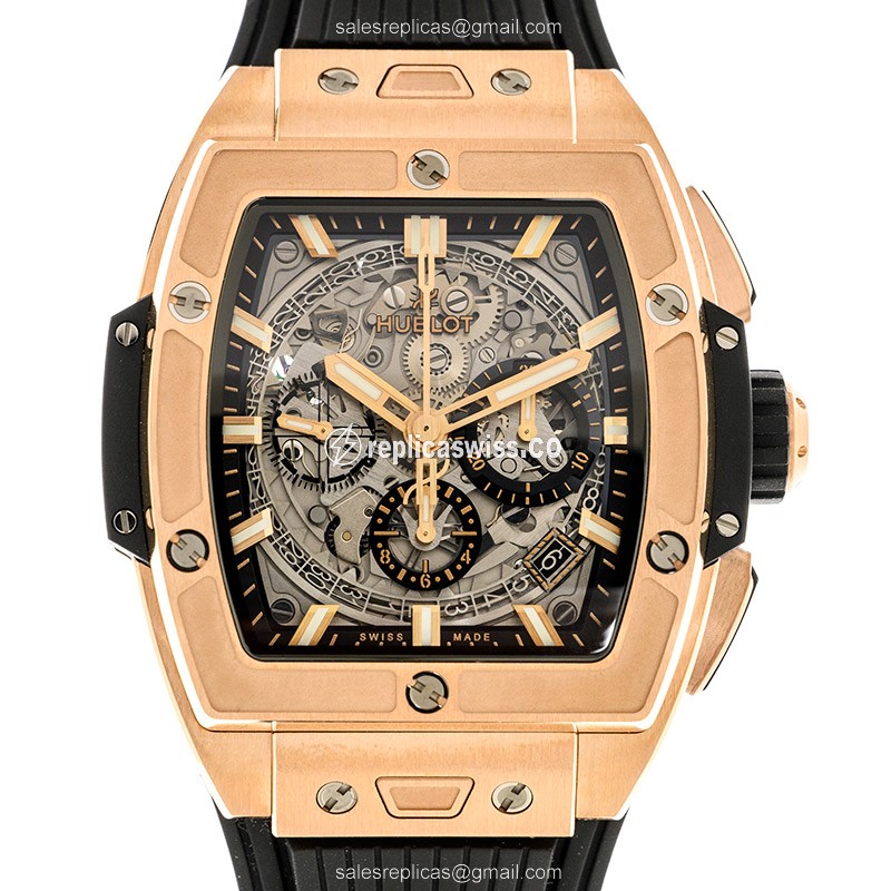 Hublot BIG BANG Replica - Automatic - 18kt Rose Gold - Silver Dial - Black Rubber Strap - Luxury Replica BIG BANG Watch