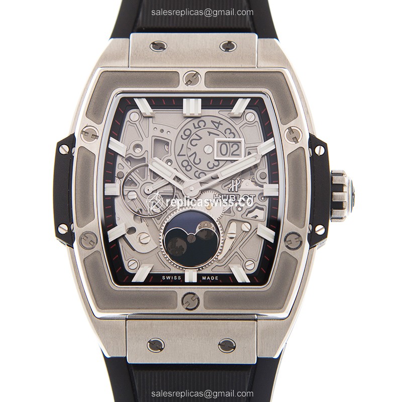 Hublot Spirit of Big Bang Replica - Automatic Titanium - Silver Dial - Black Rubber Strap - Luxury Replica SPIRIT OF BIG BANG Watch