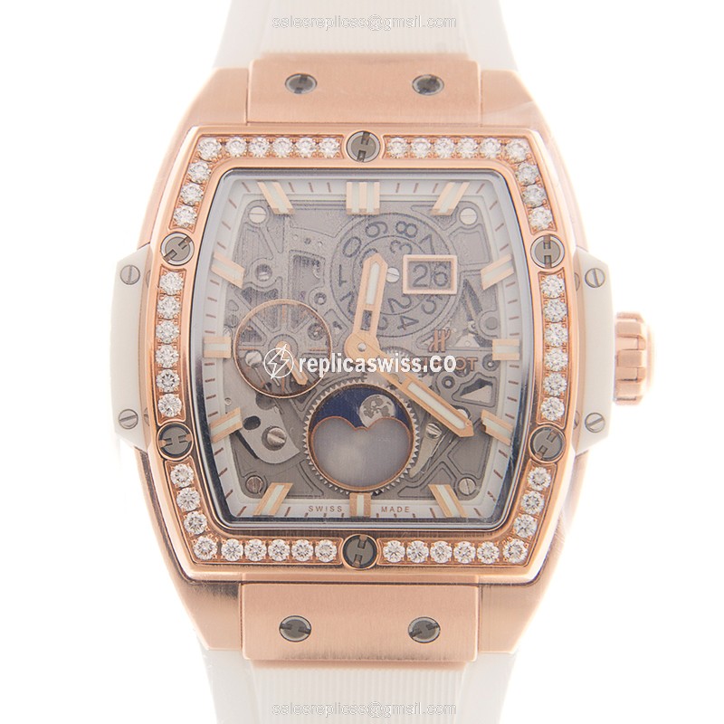 Hublot BIG BANG Replica - Automatic - Silver Dial - White Rubber Strap