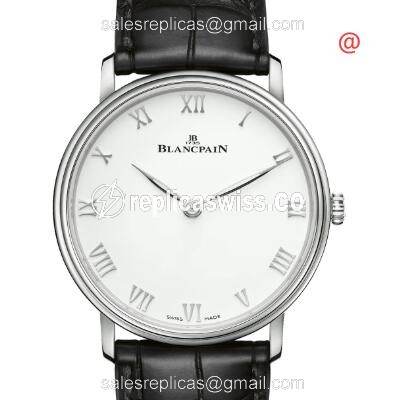 Blancpain Villeret Replica - Manual Wind - Steel Case - White Dial - Black Alligator Strap - Luxury Replica VILLERET Watch