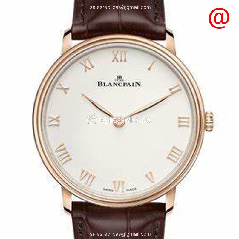 Blancpain Villeret 18kt Rose Gold - Automatic - White Dial - Alligator Brown - Luxury Replica VILLERET Watch