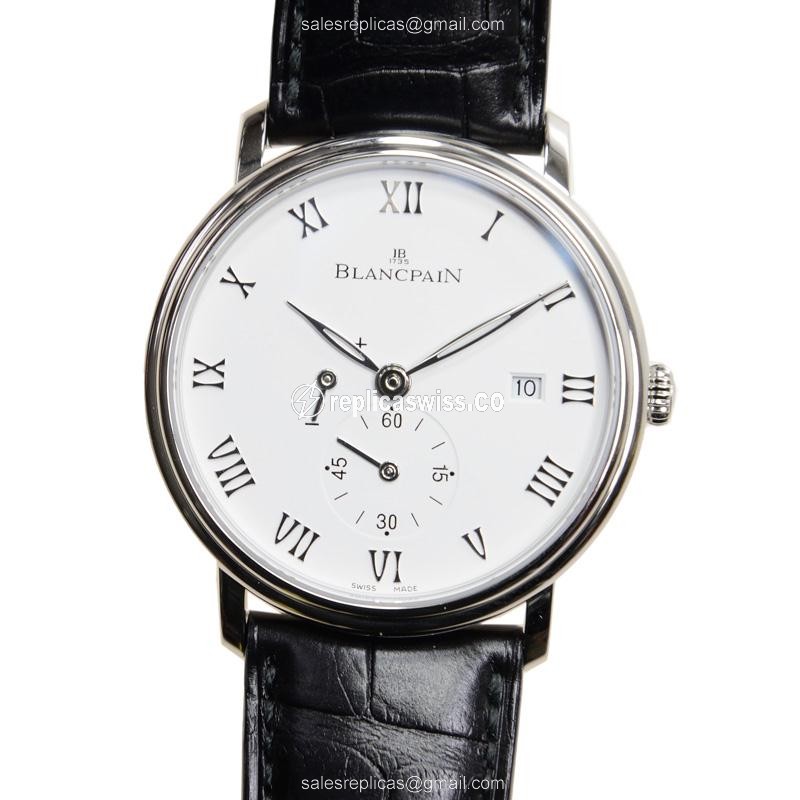 Blancpain Villeret Replica - Manual - Steel - White Dial - Black Alligator - Clasp