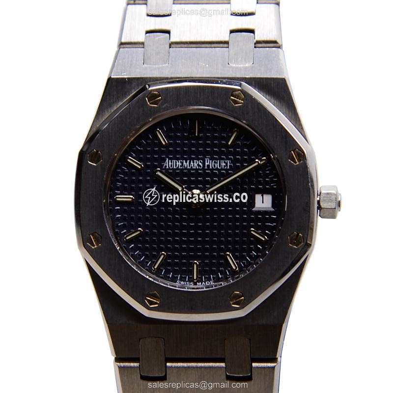 Audemars Piguet ROYAL OAK Quartz - Black Dial - Steel Case - Silver Strap - Luxury Replica ROYAL OAK Watch