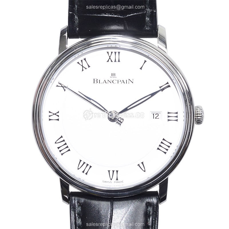 Blancpain Villeret Replica - Automatic - Steel - White Dial - Black Alligator Clasp - Luxury Replica VILLERET Watch
