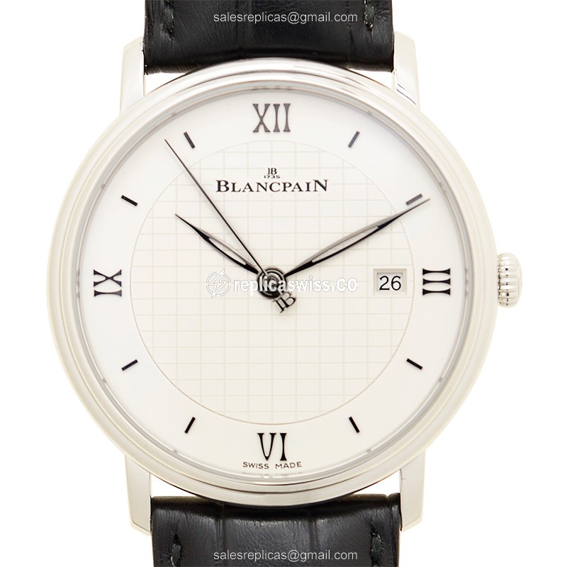 Blancpain VILLERET Automatic Replica - White Dial - Stainless Steel - Black Alligator Strap - Luxury Replica VILLERET Watch
