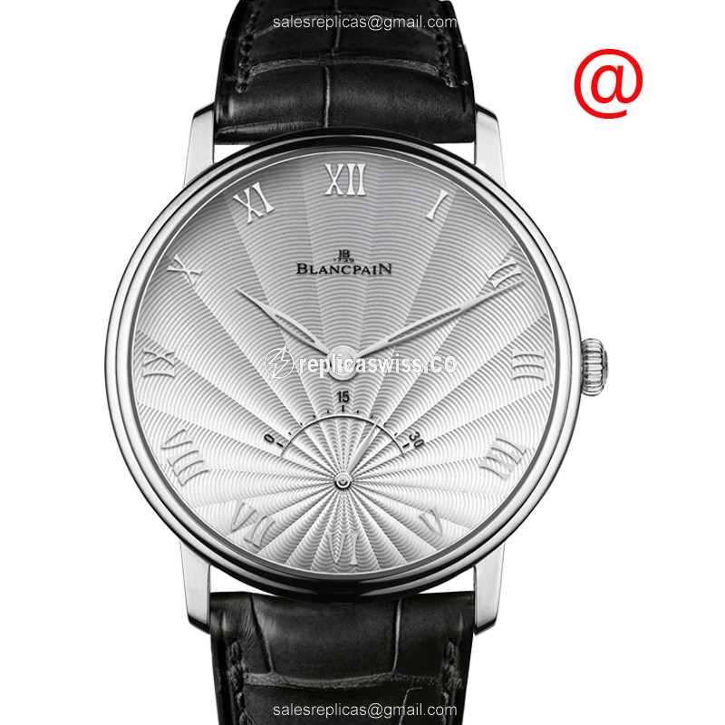 Blancpain Villeret 18kt White Gold - Automatic - Silver Dial - Black Alligator Strap - Buckle Clasp - Luxury Replica VILLERET Watch