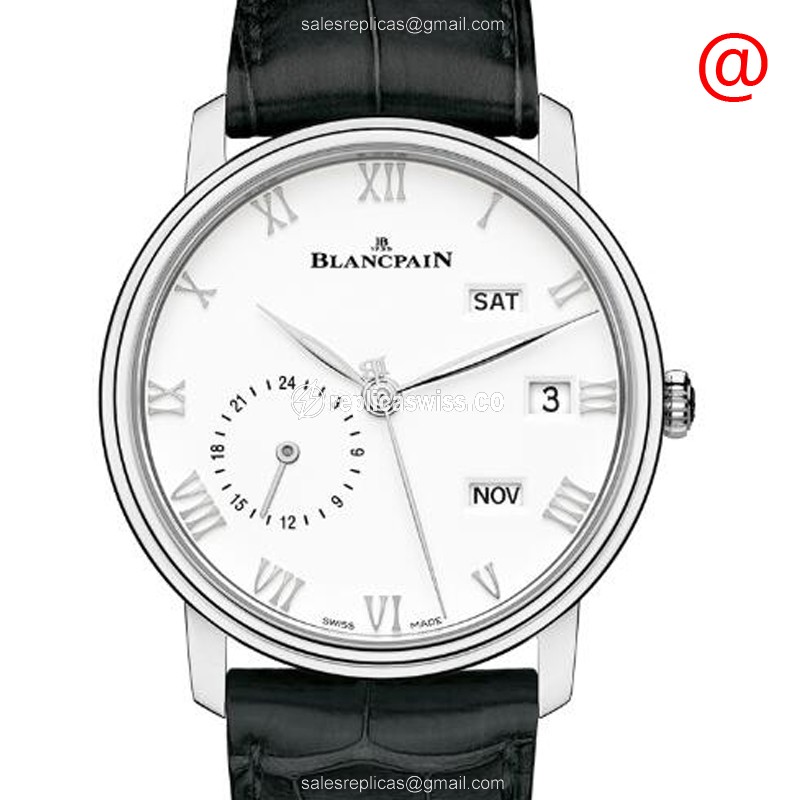 Blancpain Villeret Automatic - Stainless Steel - White Dial - Black Alligator Strap - Luxury Replica VILLERET Watch