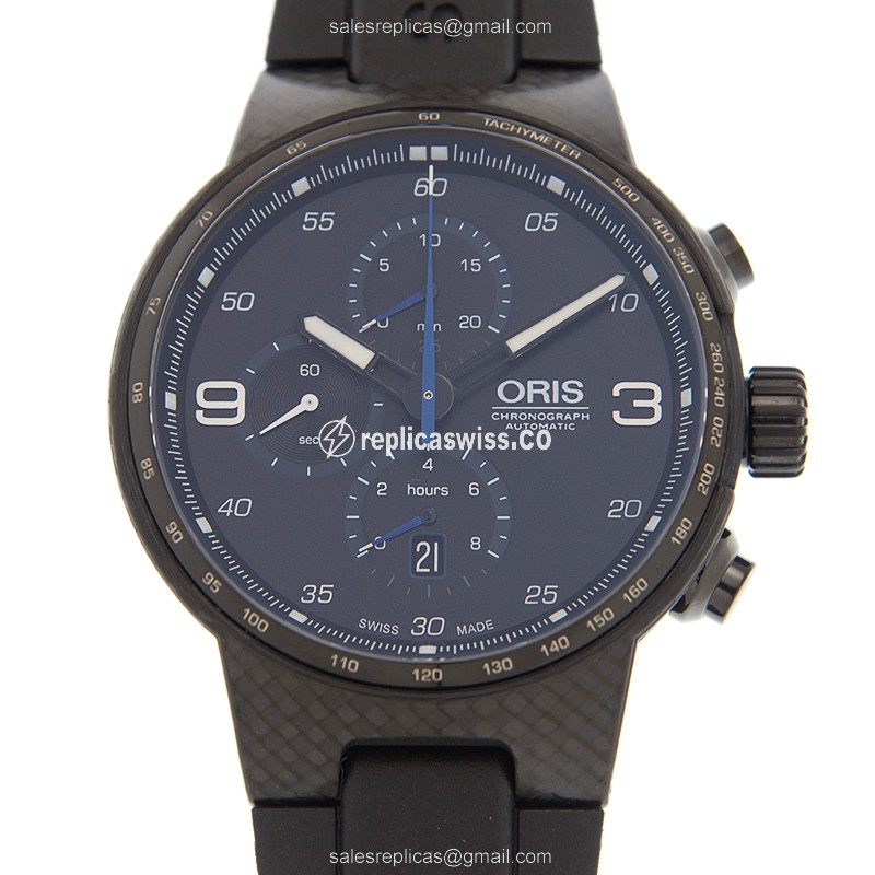 Oris MOTOR SPORT 674 7725 8764 Replica - Automatic - Titanium - Black Dial, Black Rubber Strap