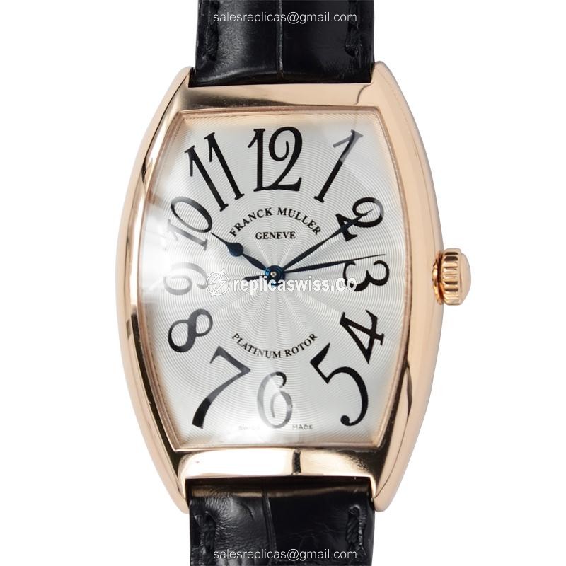 Franck Muller 6850 SC Curvex Replica - Automatic - 18kt Rose Gold - Silver Dial, Black Alligator Strap