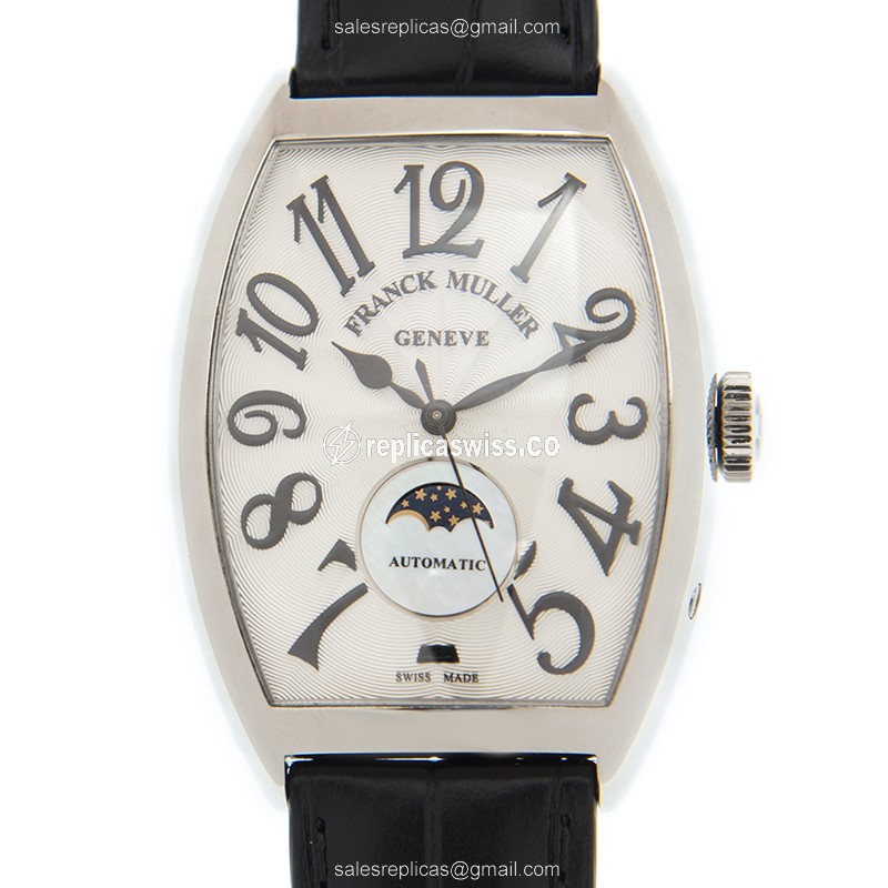 Franck Muller 6850 SC AT FO L AC CINTREE CURVEX Replica - Automatic | Steel Case | Silver Dial | Leather Strap