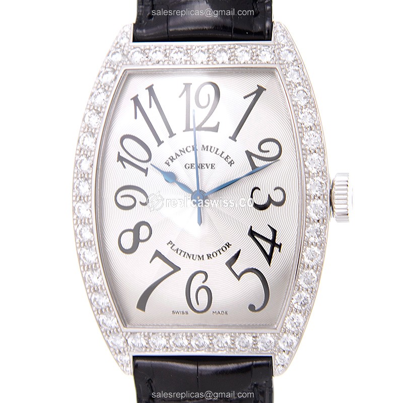 Franck Muller 6850 SC DP CINTREE Curvex Replica - Automatic - 18kt White Gold - Diamond Dial