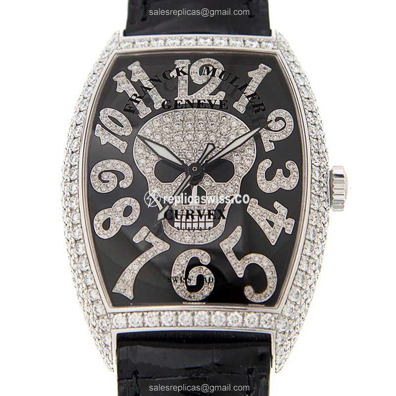 Franck Muller 6850 SC GOTH NBR D CD OG Curvex Replica - Auto - 18kt White Gold - Diamond Case - Black Dial