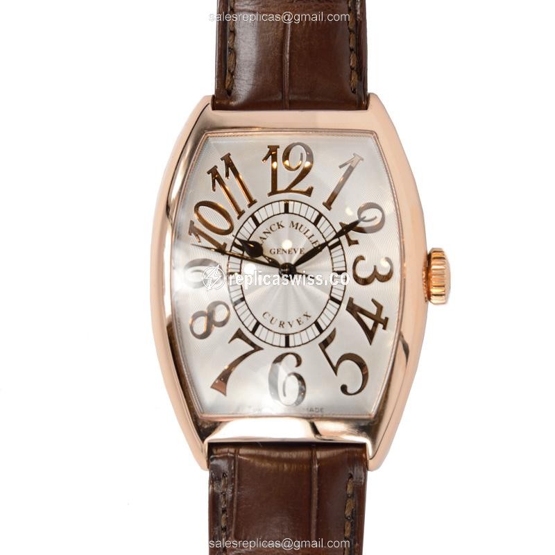 Franck Muller 6850 SC REL - Auto - 18kt Rose Gold - Silver Dial - Brown Alligator Buckle