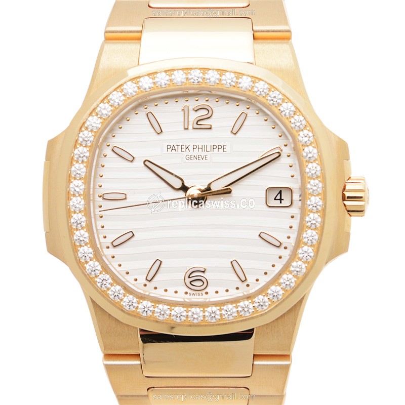 Patek Philippe Replica 7010/1R-011 - Quartz - 18kt Rose Gold - White Dial - Gold Clasp & Strap