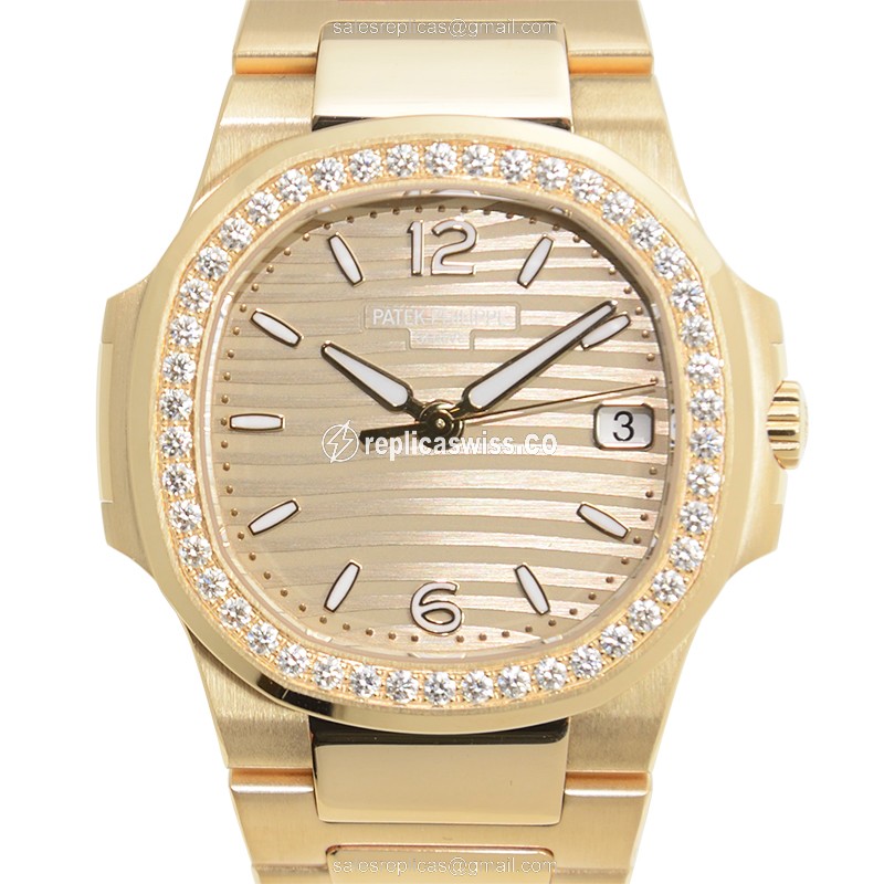 Patek Philippe Replica - 7010/1R-012 - Quartz - 18kt Rose Gold Case - Gold Dial & Diamonds
