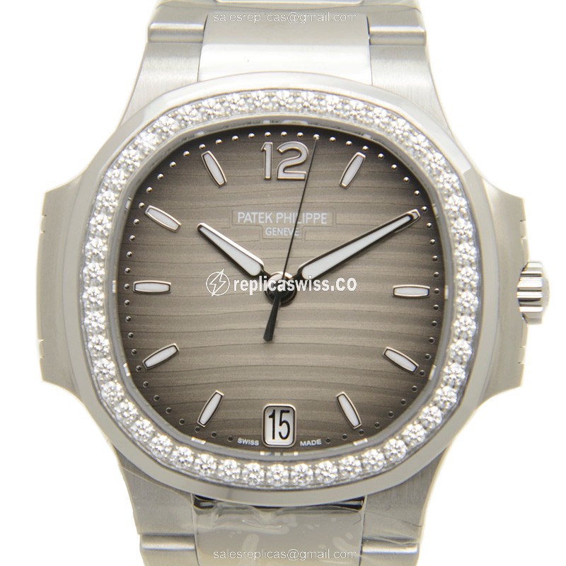 Patek Philippe 7018/1A-011 Replica - Automatic - Stainless Steel Case - Gray Dial, Diamond Bezels