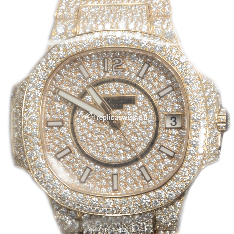 Patek Philippe 7021/1R-001 Replica - Automatic - 18kt Rose Gold Case - Diamond Dial & Clasp - Luxury Replica NAUTILUS Watch