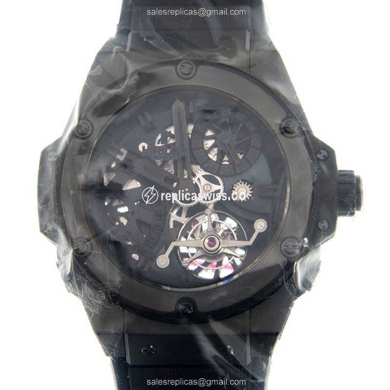 Hublot UICO Manual Wind Ceramics - Black Dial - Rubber Black Clasp