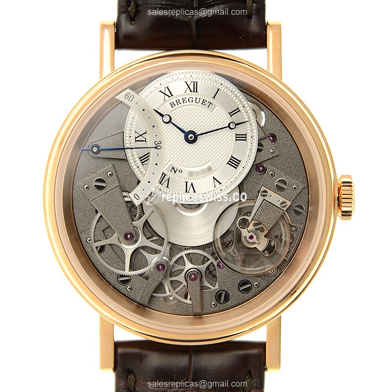 Breguet 7097BR/G1/9WU - Automatic - 18kt Rose Gold - Silver Dial - Brown Alligator Strap