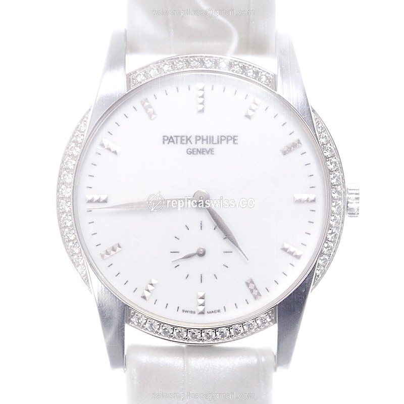 Patek Philippe Calatrava 7122-200G-001 - Manual Wind - 18kt White Gold - Diamond Bezel - Luxury Replica CALATRAVA Watch