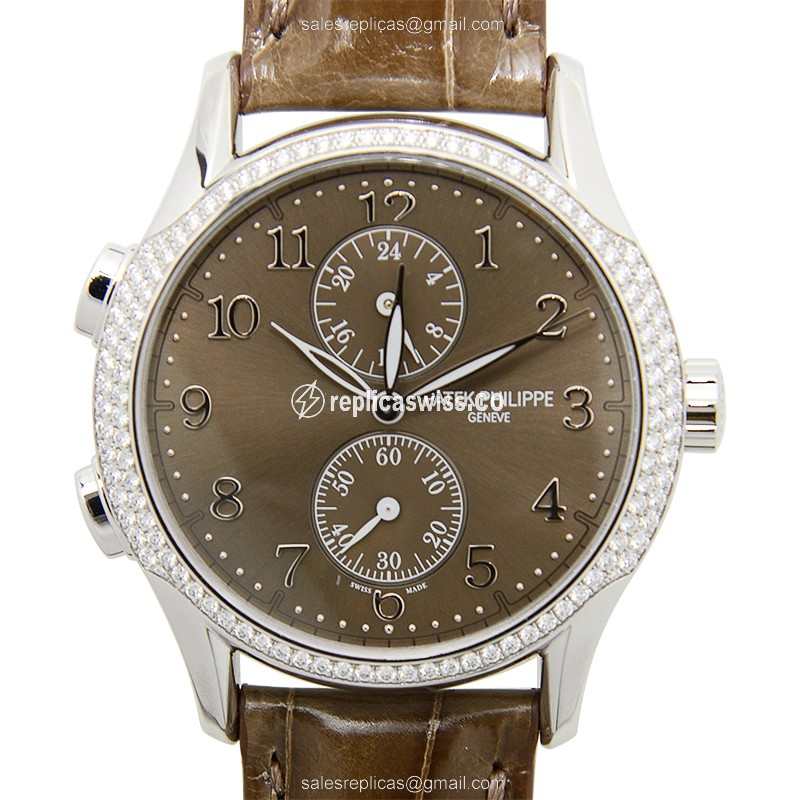 Patek Philippe 7134G-001 - Manual Wind - 18kt White Gold - Diamond Dial - Brown Alligator Strap - Buckle Clasp