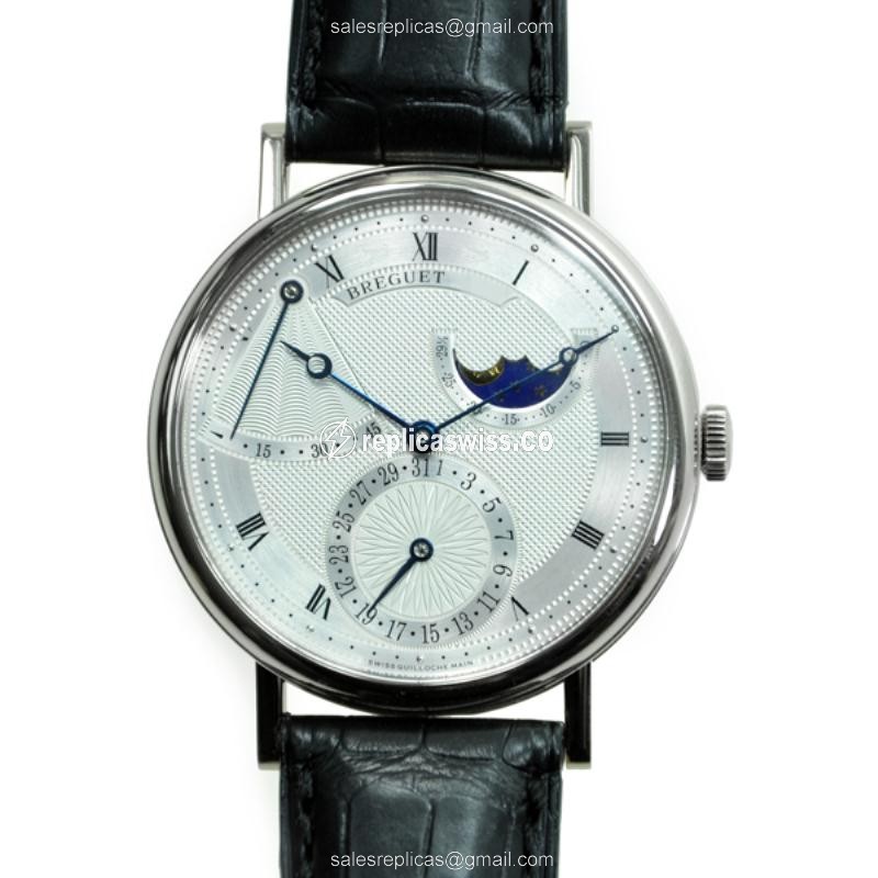 Breguet 7137BB/11/9V6 Replica - Automatic - 18kt Gold Case - Silver Dial - Black Alligator Strap