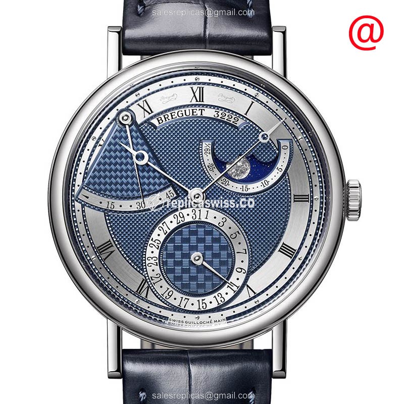 Breguet 7137BB/Y5/9VU Replica - Automatic 18kt Gold - Blue Dial - Blue Alligator Strap