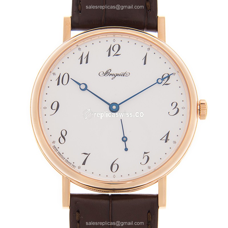 Breguet 7147BR/29/9WU Classic - Automatic 18kt Rose Gold - White Dial, Brown Alligator Buckle