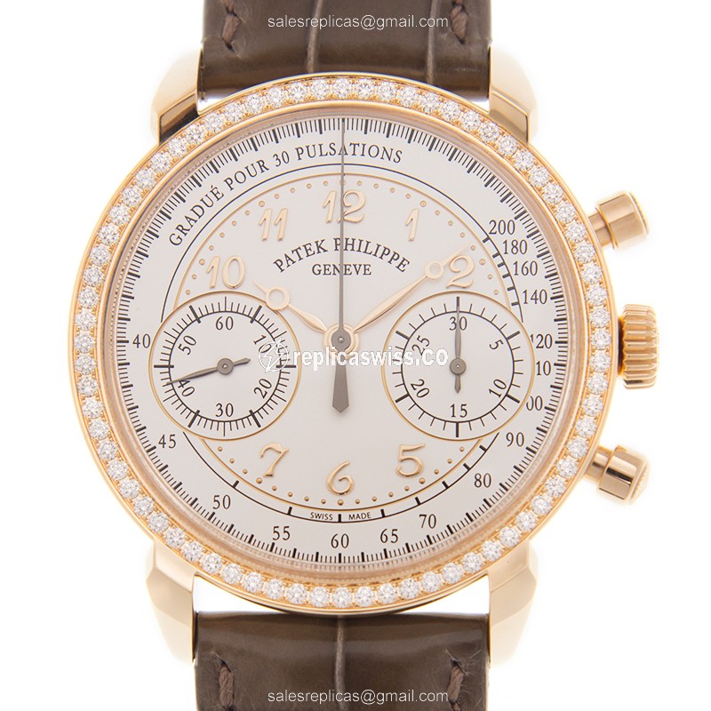 Patek Philippe 7150/250R-001 - Manual Wind - 18kt Rose Gold - Diamond Dial - White - Alligator Brown Buckle