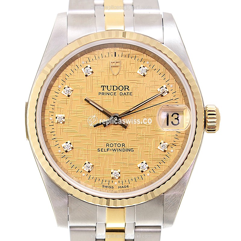 Tudor Glamour Date Watch Replica - Auto - Steel - Gold Dial