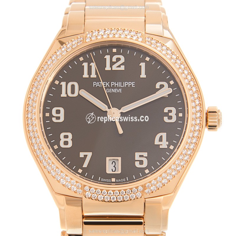 Patek Philippe TWENTY-4 Replica - 18kt Rose Gold - Automatic - Brown Dial - Gold Clasp - Luxury Replica TWENTY-4 Watch