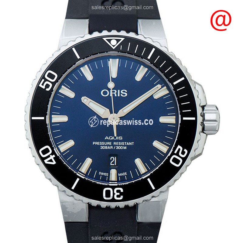 Oris AQUIS Replica - Automatic - Blue Dial - Steel Case - Blue Rubber Strap