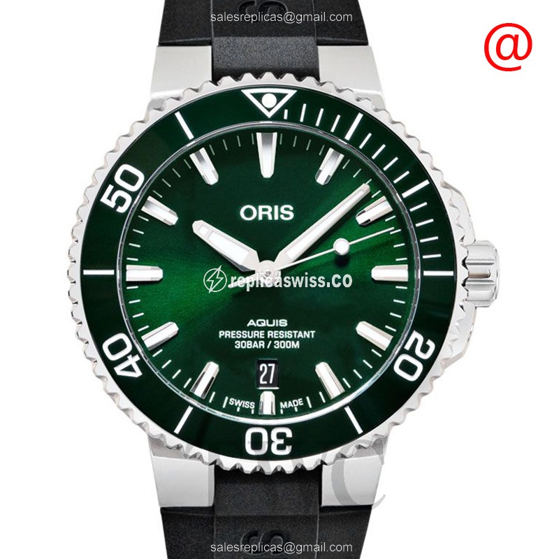 Oris AQUIS Replica - Automatic - Green Dial - Stainless Steel Case - Black Rubber Strap