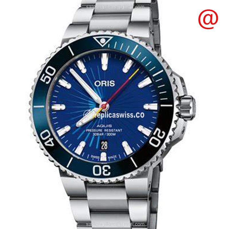 Oris AQUIS 733-7766-4185 Replica - Automatic - Steel Case - Blue Dial - Silver Steel Strap