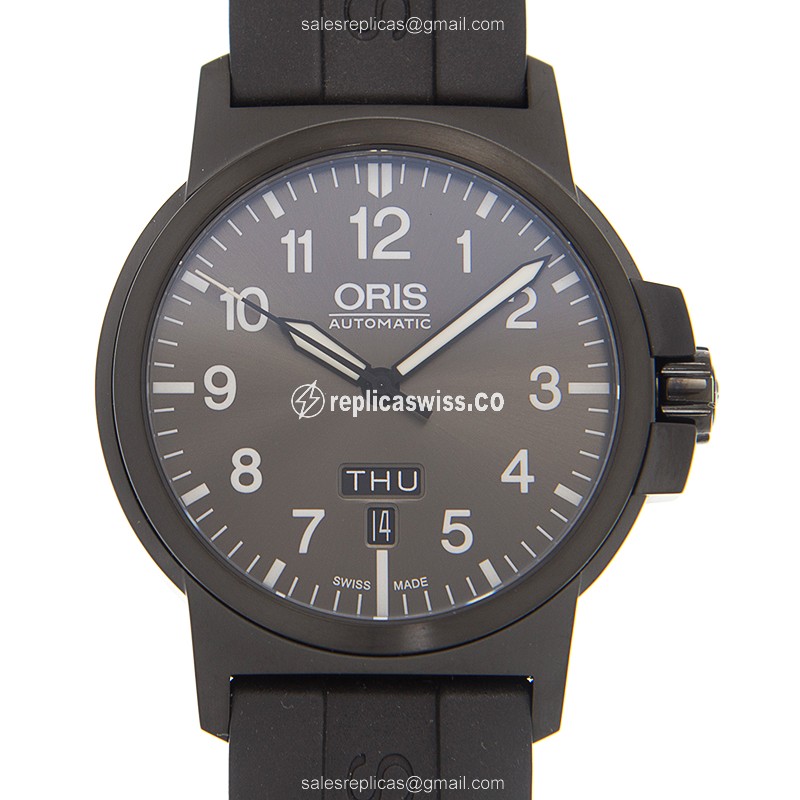 Oris Aviation Replica - Automatic - Stainless Steel - Gray Dial - Black Rubber Strap - Luxury Replica AVIATION Watch