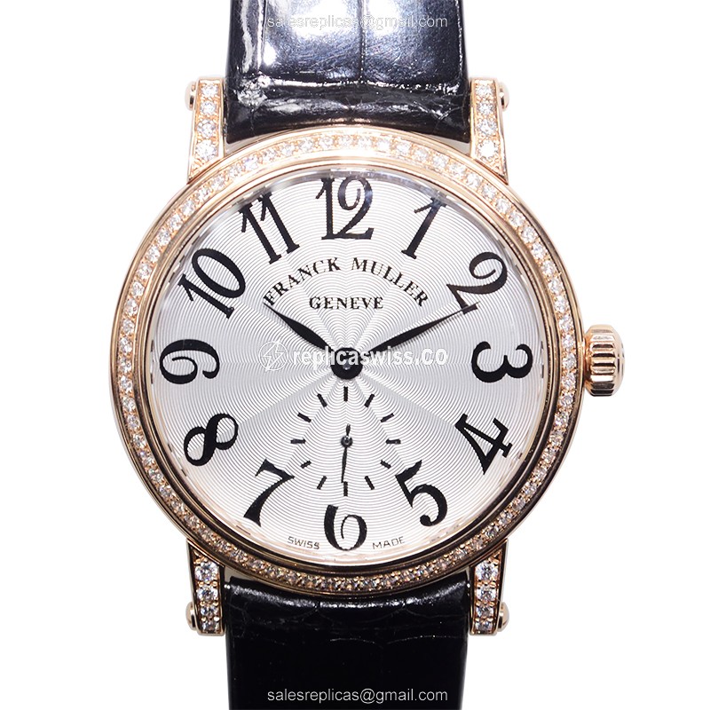 Franck Muller 7391 B S6 D Vintage - Automatic - 18kt Rose Gold Case - Silver Dial, Diamond Bezel