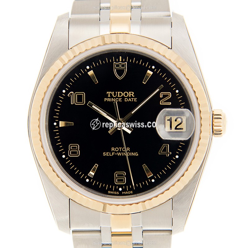 Tudor Prince Date-Day Replica - Automatic - Two-Tone - Black - Luxury Replica PRICE DATE-DAY Watch