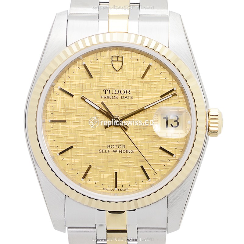 Tudor Date-Day Replica - Automatic - Gold Steel - Silver Strap