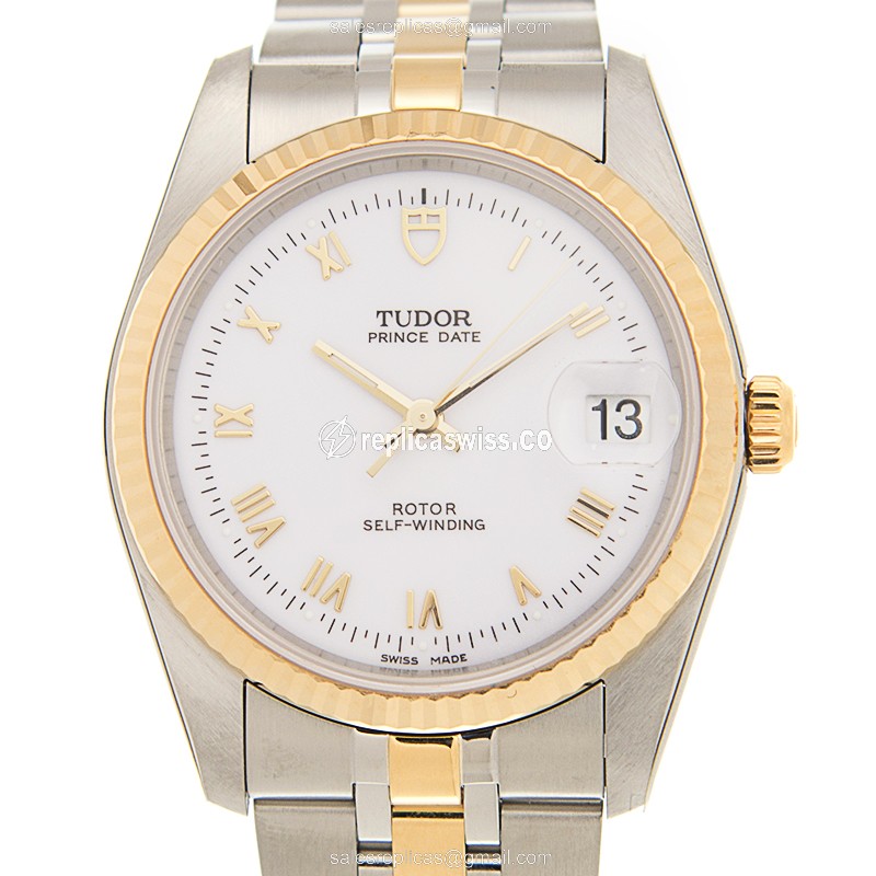 Tudor Date-Day Replica - Automatic - Gold & Steel - White Dial