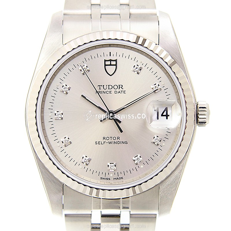 Tudor Prince Date Replica - Automatic - 18kt White Gold & Steel - Silver Dial - Steel Strap - Luxury Replica PRINCE DATE Watch