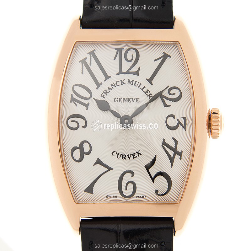 Franck Muller CINTREE CURVEX Quartz - Rose Gold - Silver Dial, Alligator Black Strap